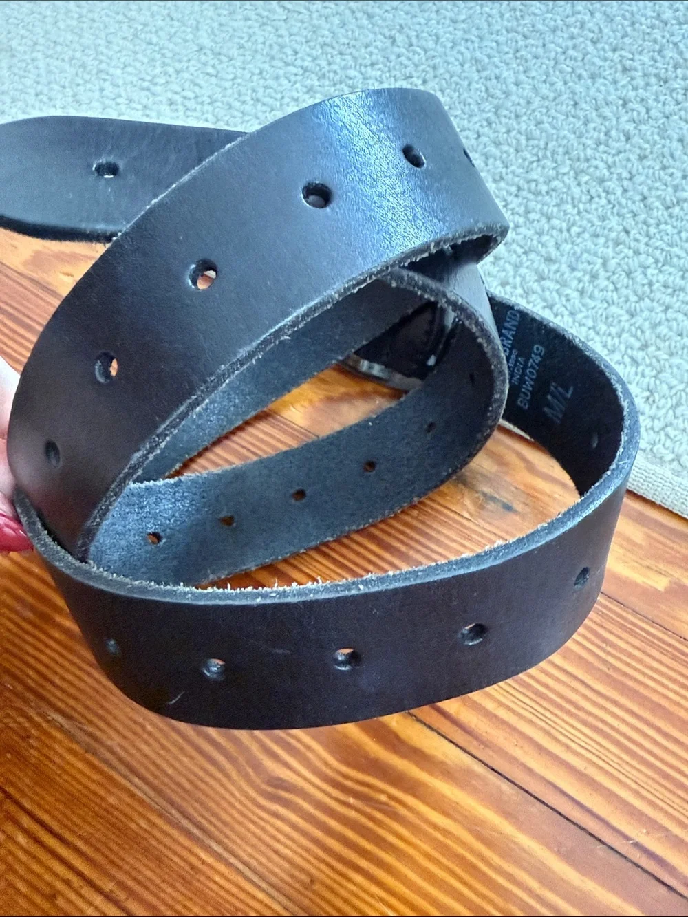 Lucky Brand Black Leather Belt with silver Ornate Buckle